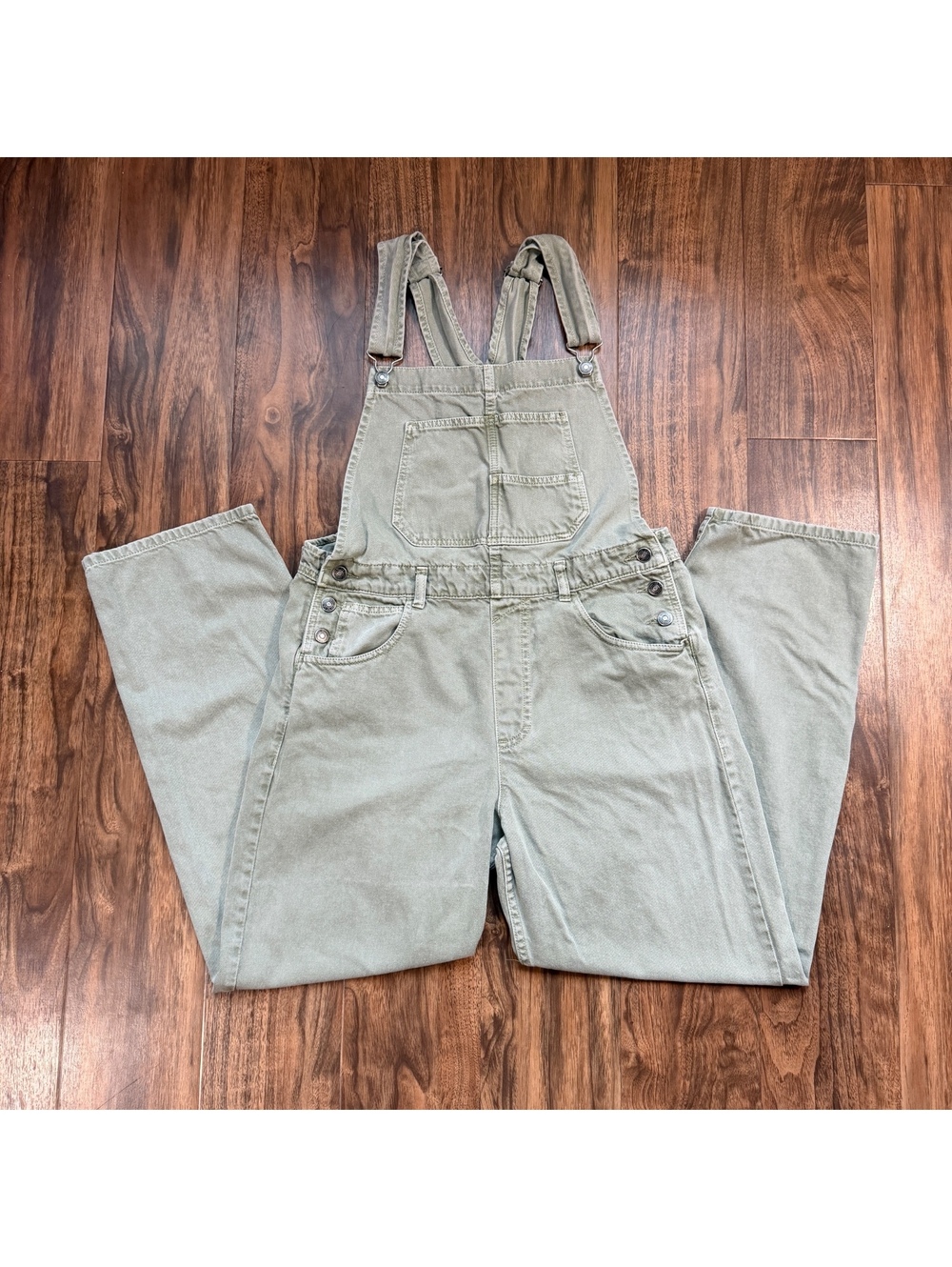 We The Free Overalls Womens Medium Sage Denim Straight Leg Boho Free People